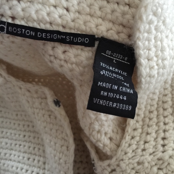 BOSTON DESIGN STUDIO crochet ivory 3/4 sl sweater - Picture 3 of 7